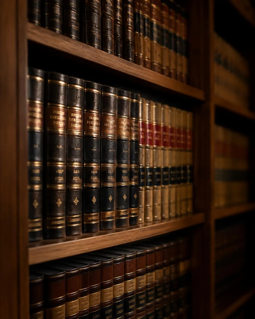Law volumes on a bookshelf