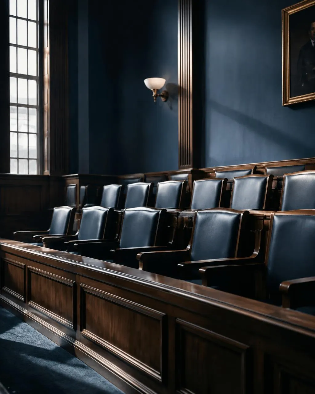 Empty jury box in side light